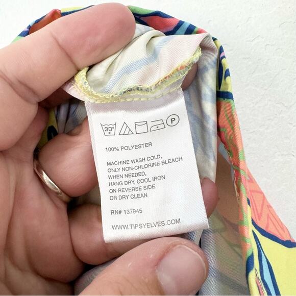 Tipsy Elves Pina Colada Short Swim Trunk Bright Neon Board Shorts Vacation Sz S - Picture 11 of 11